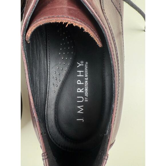 Johnston & Murphy J. Murphy Cap Toe Dress Shoes 10.5M Burgundy Leather‎ Classic